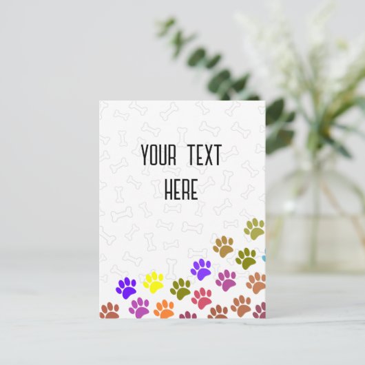 Farbiger Puppy-Paw-Druck und benutzerdefinierter T Postkarte (Stehend Vorderseite)