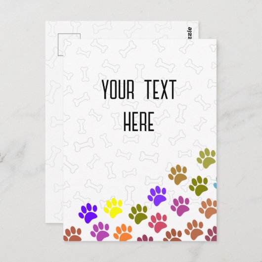 Farbiger Puppy-Paw-Druck und benutzerdefinierter T Postkarte (Vorne/Hinten)