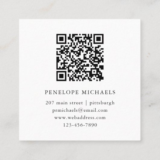 Farbiger QR-Code für Wasserfarben Quadratische Visitenkarte (Rückseite)