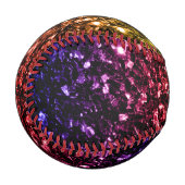 Farbiger Rainbow-Glitzer-Funkel Monogram-Name Baseball (Vorderseite Links)