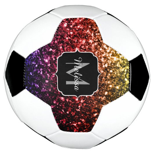 Farbiger Rainbow-Glitzer-Funkel Monogram-Name Fußball (Gedreht)