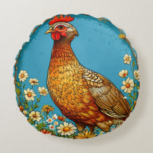Farbiger Rebhuhn-Vogel-Land-Wildlife Rundes Kissen