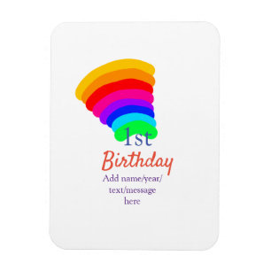 Farbiger Regenbogen 1. Geburtstag Datum Name Nachr Magnet