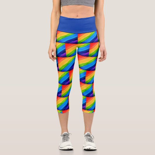 Farbiger Regenbogen Capri Leggings (Vorderseite)