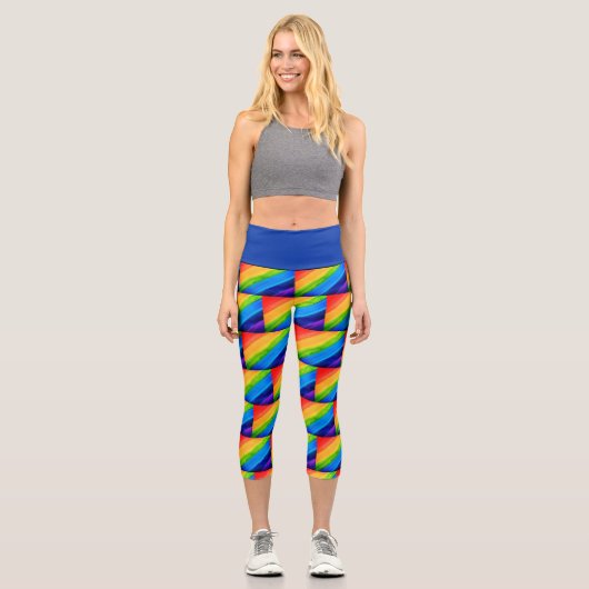 Farbiger Regenbogen Capri Leggings (Vorderseite)
