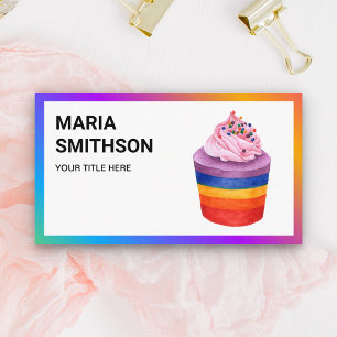 Farbiger Regenbogen-Cupcake-Gebäck-Konditor-Bäcker Visitenkarte
