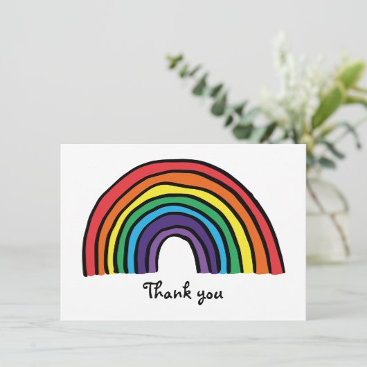 Farbiger Regenbogen Dankeskarte (Stehend Vorderseite)
