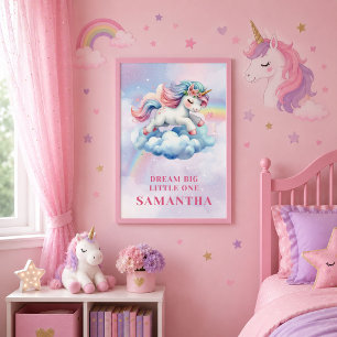Farbiger Regenbogen-Einhorn-Geburtstagswandposter Poster