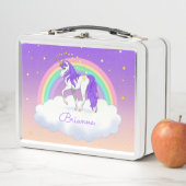 Farbiger Regenbogen-Einhorn und Sterne Metall Brotdose (Beispiel)