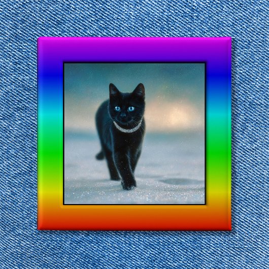 Farbiger Regenbogen-Fotorahmen-Button Button