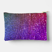 Farbiger Regenbogen Glitterfunkel Monogramm Zubehörtasche (Rückseite)