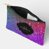 Farbiger Regenbogen Glitterfunkel Monogramm Zubehörtasche (Offen)