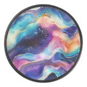 Farbiger Regenbogen-Glitzer Agate Pattern Monogram Eishockey Puck (Vorderseite)