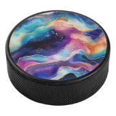 Farbiger Regenbogen-Glitzer Agate Pattern Monogram Eishockey Puck (3/4)