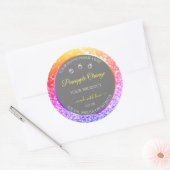 Farbiger Regenbogen-Glitzer Frame Grau Produktmark Runder Aufkleber (Umschlag)