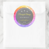Farbiger Regenbogen-Glitzer Frame Grau Produktmark Runder Aufkleber (Tasche)