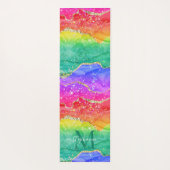 Farbiger Regenbogen-Glitzer Gold Agate Monogram Yogamatte (Rückseite)