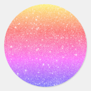 Farbiger Regenbogen-Glitzer Runder Aufkleber