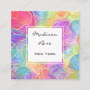 Farbiger Regenbogen-Gold-Holografie-Luxus-Modern Quadratische Visitenkarte