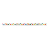 Farbiger Regenbogen-Karo Wavy Line und White Line Satinband (Vorderseite)
