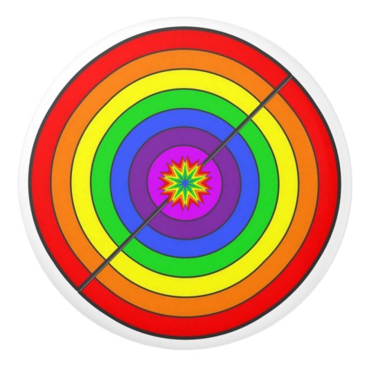 Farbiger Regenbogen Keramikknauf (Vorderseite)