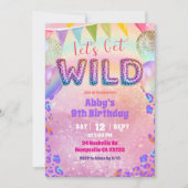Farbiger Regenbogen Leopard Lass uns Wilde Geburts Einladung (Vorderseite)