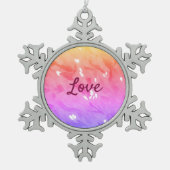 Farbiger Regenbogen-Liebe-Stolz lgbtq Gay Muster T Schneeflocken Zinn-Ornament (Vorderseite)