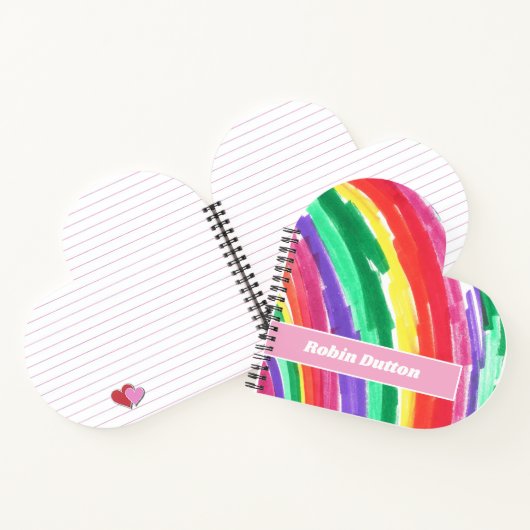 Farbiger Regenbogen mit Namen Notizblock (Innenseite)