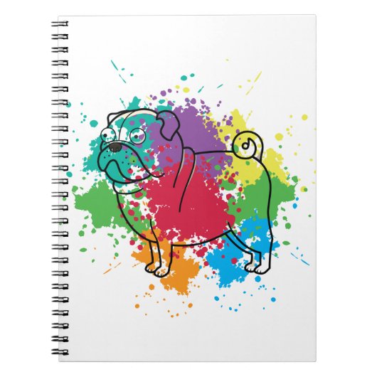 Farbiger Regenbogen-Mops Notizblock (Vorderseite)