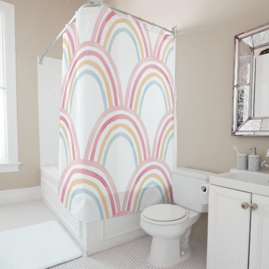Farbiger Regenbogen Nahtlose Illustration Duschvorhang (Beispiel)