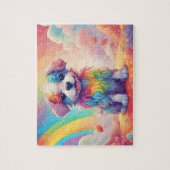 Farbiger Regenbogen Niedlich Kleiner Wasserfarbhun Puzzle (Vertikal)