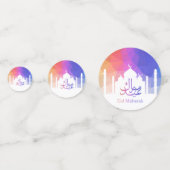 Farbiger Regenbogen Polygonal Eid Moschee Konfetti (Vorderseiten)