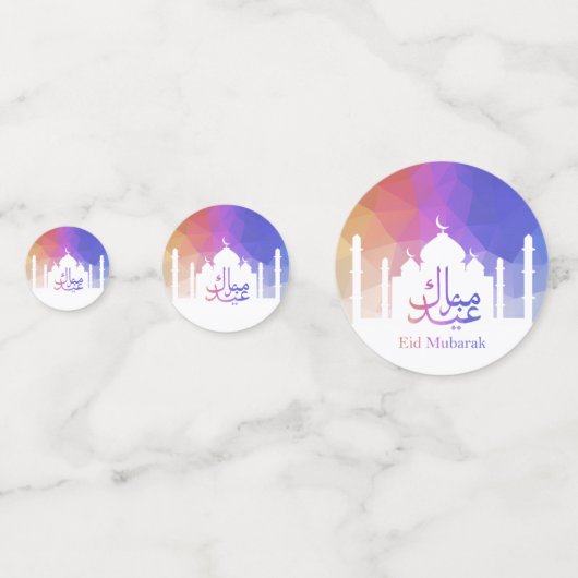 Farbiger Regenbogen Polygonal Eid Moschee Konfetti (Vorderseiten)