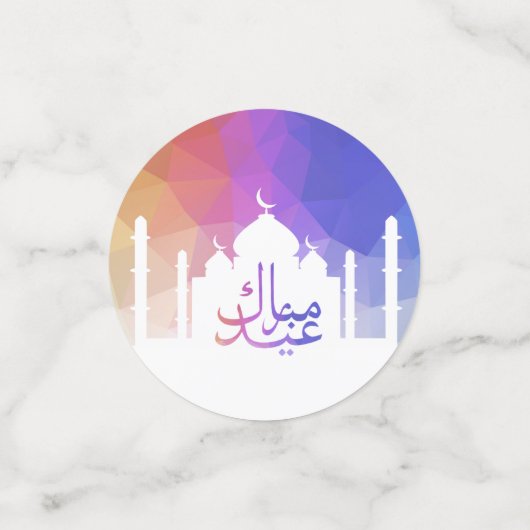 Farbiger Regenbogen Polygonal Eid Moschee Konfetti (Klein Vorderseite)