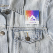 Farbiger Regenbogen Polygonal Eid Mubarak Moschee Button (Beispiel)