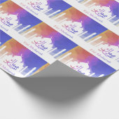 Farbiger Regenbogen Polygonal Eid Mubarak Moschee Geschenkpapier (Ecke)