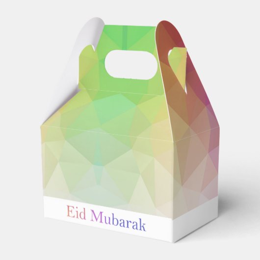 Farbiger Regenbogen Polygonal Eid Mubarak Moschee Geschenkschachtel (Rückseite)