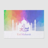 Farbiger Regenbogen Polygonal Eid Mubarak Moschee Seidenpapier (Vorderseite)