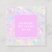 Farbiger Regenbogen QR Code Liquid Modern Girly Quadratische Visitenkarte (Vorderseite)