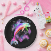 Farbiger Regenbogen Rosa Delphin Ocean Galaxy Raum Pappteller (Party)