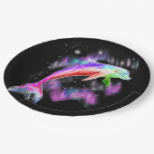 Farbiger Regenbogen Rosa Delphin Ocean Galaxy Raum Pappteller (Schrägansicht)