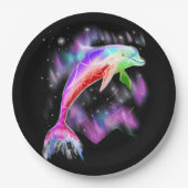 Farbiger Regenbogen Rosa Delphin Ocean Galaxy Raum Pappteller (Vorderseite)