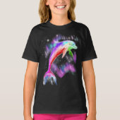 Farbiger Regenbogen Rosa Delphin Ocean Galaxy Raum T-Shirt (Vorderseite)