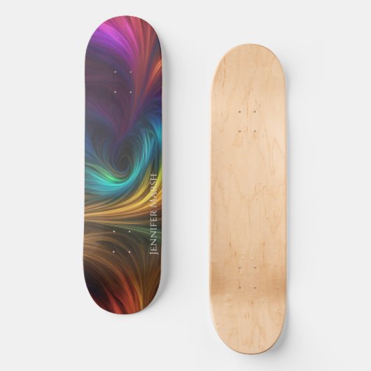 Farbiger Regenbogen-Swirl Skateboard (Vorderseite)