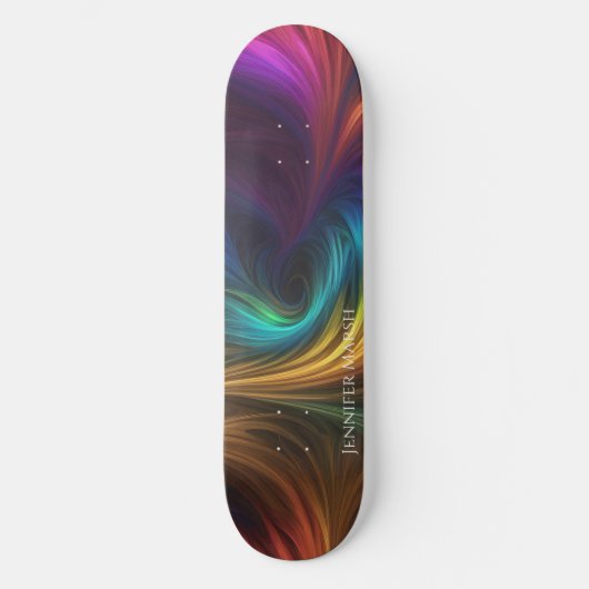 Farbiger Regenbogen-Swirl Skateboard (Vorderseite)