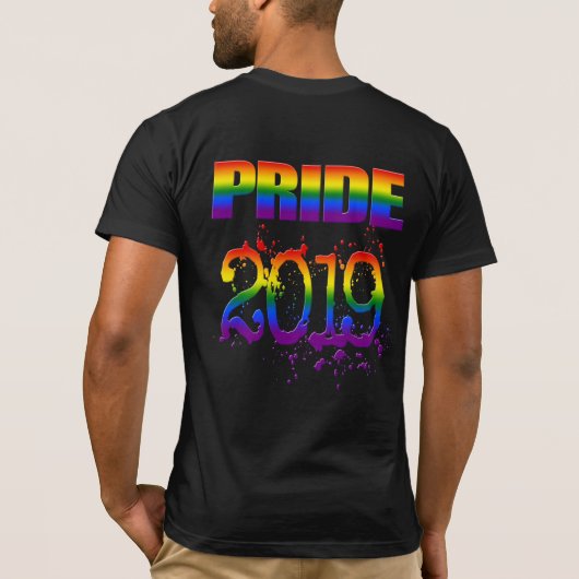 Farbiger Regenbogen Text LGBTQ Gay Pride 2019 T-Shirt (Rückseite)