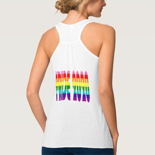 Farbiger Regenbogen Text LGBTQ Gay Pride 2020 Tank Top (Rückseite)