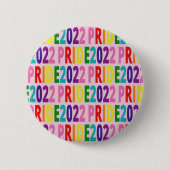 Farbiger Regenbogen Text LGBTQ Gay Pride 2022 Button (Vorderseite)