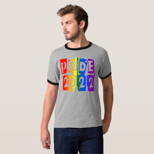 Farbiger Regenbogen Text LGBTQ Gay Pride 2022 T - T-Shirt (Vorne ganz)
