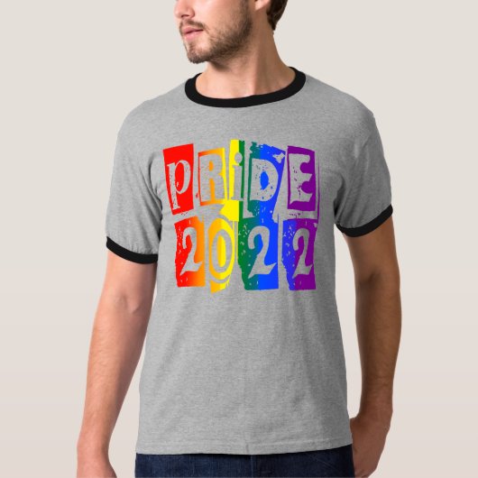 Farbiger Regenbogen Text LGBTQ Gay Pride 2022 T - T-Shirt (Vorderseite)